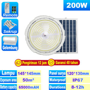 【Garansi 30 tahun】Lampu Surya 5000W Lampu Outdoor Solar Pendant Light IP67 Waterproof Outdoor Indoor Solar Lamp Dengan Garis Lampu Gantung Rumah Dalam Ruangan Lampu Langit-langit untuk Berkemah Taman Halaman