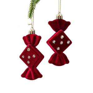 ระฆังกระดิ่งผูกโบว์ผ้ากำมะหยี่สีแดงสำหรับประดับตกแต่งหน้าต่างเทศกาลคริสต์มาสของตกแต่งทำจากพลาสติกติดตั้งง่ายสำหรับหน้าต่างวันหยุด