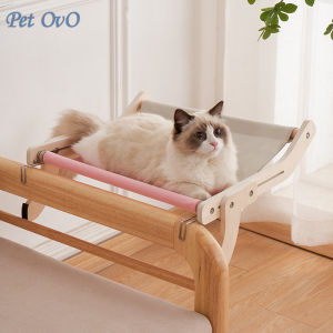 Wooden Cat Window Hammock Hanging Cat Bedside Bed Cotton Canvas Easy Washable