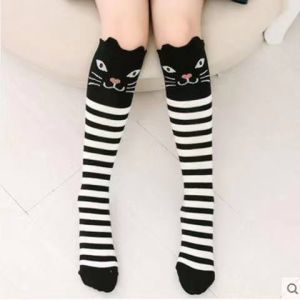 Girls Socks,New Childrens Middle Tube Socks Girls Cotton Straight Three-Dimensional Ears Cat Cartoon Girls Knee Socks High Stockings Cartoon Animal Warm Cotton Socks