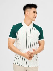 Áo thun polo nam YODY phối vai in tràn kẻ trẻ trung năng động APM6113