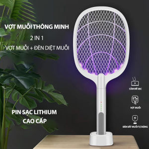 Vợt muỗi tự động kiêm đèn bắt muỗi sạc tích điện vợt bắt muỗi thông minh cao cấp để bàn - Vợt Muỗi Thông Minh Kèm Đèn Led Siêu Sáng - Vợt Muỗi Đa năng 2 Trong 1 - Sạc điện 220v tiện dụng