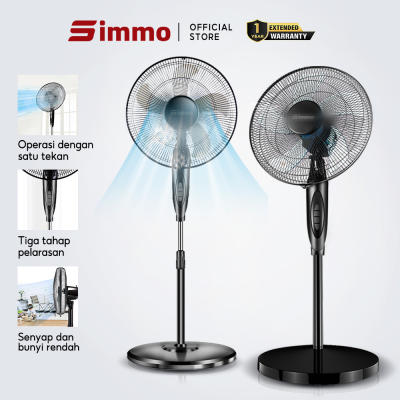 SIMMO Stand Fan 16 inch Floor Fan Home Office Shaking Head Vertical Fan 3 Speed Mode 5 blades silent