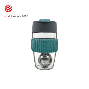 PO: Magical Magnetic Tea Separation Tumbler Glass Tea Cup-355ml Silicon verion