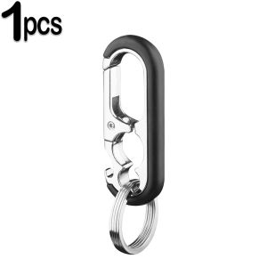 Bottle Opener Keychain Men Buckle Stainless Steel Key Ring Pendant Outdoor Carabiner Climbing Keyfob Business Keychains Hook Accessories