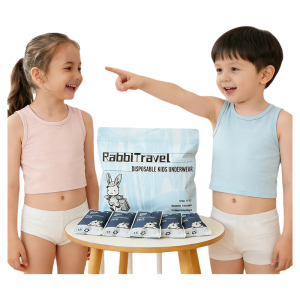 RabbiTravel Kids Disposable Cotton Underwear | EB Sterile | Individually Wrapped | children boy girl panty boxer brief