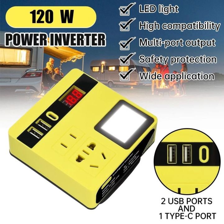 JUNOTERNEY DC 21V đến 220V Biến tần pin lithium 120W 2 cổng USB 1 loại ...