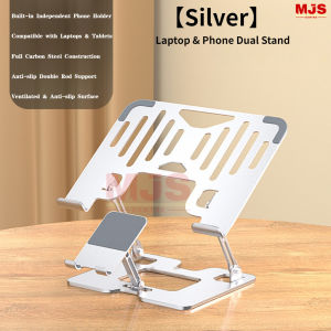 2-in-1 Laptop Stand with Cooling Fans Ergonomic Foldable Laptop Riser with Phone Mount for Desk