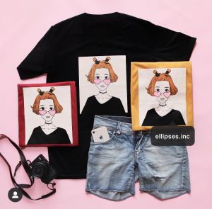 ELLIPSES.INC Tumblr Tee / T-Shirt / Kaos Wanita & Pria Lengan Pendek Double Buns Girl