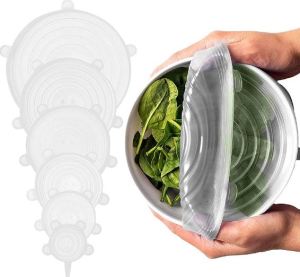 Microwave Safe Freezer Covers for Bowl Can Jar Glassware (Multicolour) - Set of 6 KMV Trading