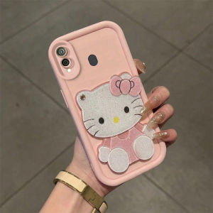 PBZZ Case for SAMSUNG a20 a30 phone casing Softcase Silicone shockproof Cover new design aesthetic cute pink cat mirror with holder for girl JTMJZJ2