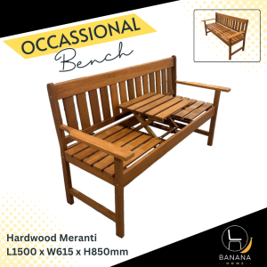 BANGKU KERUSI DENGAN MEJA TENGAH LIPAT SERBAGUNA KAYU MERANTI | BANGKU TAMAN | (YK-341 OCCASIONAL BENCH OUTDOOR)