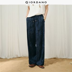 Giordano Women Paisley print beaded drawstring waist pants Free Shipping 18416611