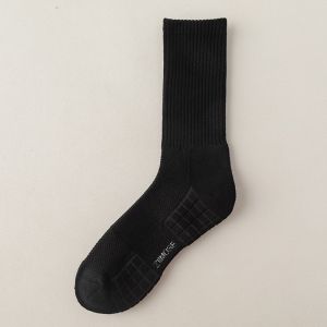 Mens mid length socks towel bottom long sports socks basketball socks sweat absorbing white