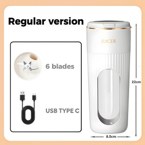 Electric portable juicer/blender with 6/10 blades smoothie/ice crushing function and battery indic