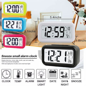 【Hot】LED Digital Alarm Clock Backlight Snooze Mute Calendar Desktop Electronic Backlight Table Clocks Desktop Clock Smart Temperature Alarm Clock Jam Penggera Tunda Digital LED 数字闹钟 桌面時鐘