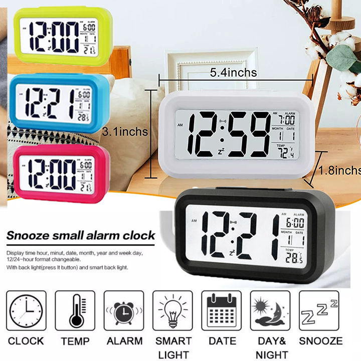 【Hot】LED Digital Alarm Clock Backlight Snooze Mute Calendar Desktop ...