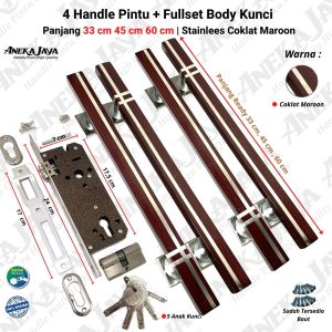 4 Handle pintu + Fullset Kunci panjang 33 cm 45 cm 60 cm / Gagang pintu rumah / Tarikan pintu rumah / Pegangan pintu rumah stainlees murah terbaru