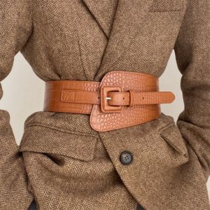 TIMIA Fashion Personality Adjustable Waistband Wide Belt Dress Accessories PU Leather Waist Corset Belts Elastic Cummerbunds Women Waist Belt Elastic Belt