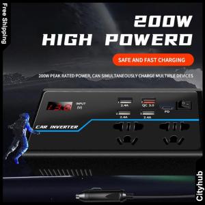 200W Car Power Inverter 12V/24V TO 110/220V Converter Charger Socket USB Car Adapter for Road Trip Camping Charging