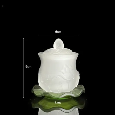 Bộ Thờ Cúng màu trắng lưu ly Bình Lư Dĩa Chun Cao Cấp - Phật Giáo Tường Thuận