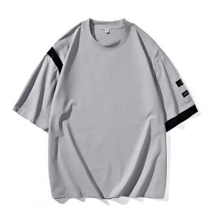 2024夏季男装圆领加肥加大码休闲半袖打底衫潮牌大码男士上衣T恤