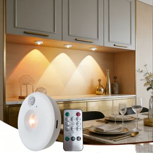 Remote Smart Human Body Sensor night light USB Rechargeable Dimmable Spotlight for Kitchen Cabinet Wine Showcase Figurine Decor Ambient Lighting Lamp