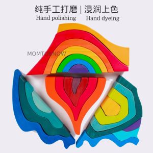 [❤MSIA READY STOCK❤] INS Montessori Nature Wooden Large Four Elements Building Set Wooden Blocks with Storage Tray