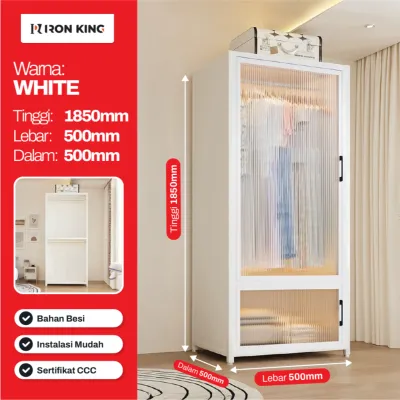 [MURAH] IRONKING Lemari Pakaian Besi Full Gantungan | Wardrobe Besi Minimalis Modern Anti Karat | Lemari Baju 2 Pintu / Custom Rak Adjustable | Lemari Besi Kuat Tahan Lama