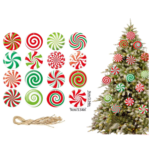 16Pcs Christmas Lollipop Candy Hanging Ornaments DIY Xmas Tree Pendant Decor Festive Decoration Supplies for Holiday Party and Home