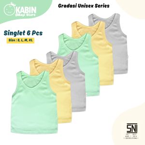 6 Pcs Singlet Anak Bayi Baby Newborn Kaos Dalam Anak Bayi Singlet Warna Gradasi Oren Abu Krem SNI