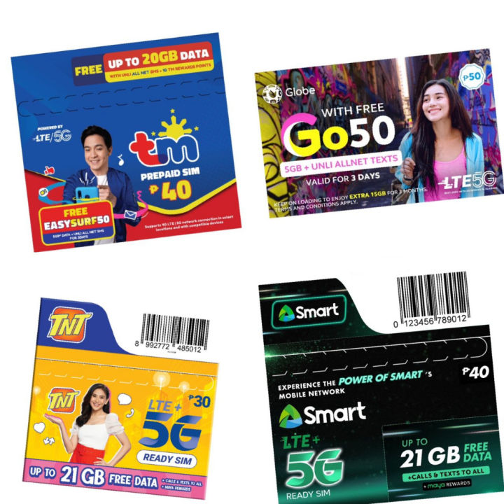 BEST- SIM CARD For TNT 5G / Smart 5G / Dito 5G / TM / Globe LTE Prepaid ...