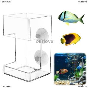[COD] ourlove หลอดอะคริลิกใส่อาหารปลาที่ใส่อาหารปลาพร้อมถ้วยดูดสำหรับ2025ตู้ปลาใหม่