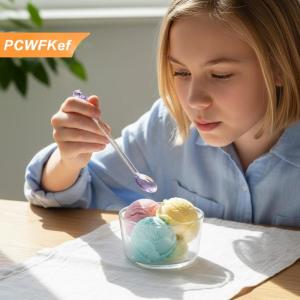 【PCWFKef】 Gấu hình thìa thủy tinh sáng tạo đồ dùng nhà bếp đầy màu sắc Cà Phê Trà Scoop cho bánh và món tráng miệng phục vụ