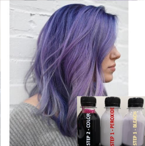 (FREE bleach set) Direct ash purple Hair Color Kit (10minutes )100ml+Free Bleach&Peroxide(100ml) ungu hair lavender purple dye rambut baby blue hair dye permanent dye Muslim friendly purple hair
