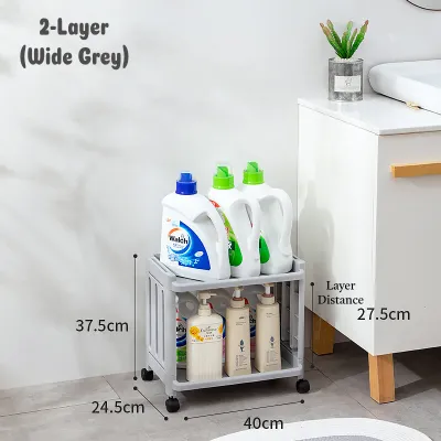 Kitchen Storage Rack Shelf 3/4 Layer Slim Rack Trolley With Wheels Bathroom Organizer Shelf Gap Holder Rack With Hook