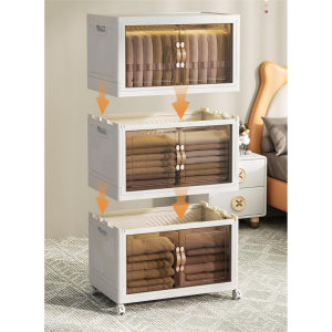 Multifunction Kitchen Dining Room Dustproof Cabinet Transparent Folding Storage Cabinet With Wheels