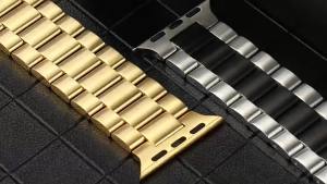 [ｈｏｔ] Suitable for applewatch Three-bead stainless steel watch strap iwatch Metal smartwatch strap
