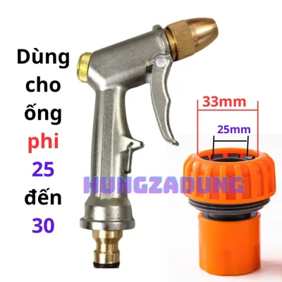 Vòi Xịt Nước Tăng Áp .Vòi Phun Xịt Nước Rửa Xe Tưởi Cây Sân Vườn Tăng Áp Bằng Kim Loại HUNGZADUNG