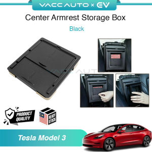 VACC AUTO Center Console Armrest Hidden Storage Box Organizer Tray For Tesla Model 3 2017-2023 Car Accessories