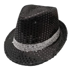 MIRELAE Shiny Jazz Hat Sequins Masquerade Panama Cap Fashion Stage Dance Performance Hat Men Women