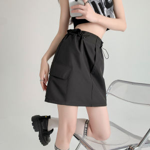 Womens Retro Casual Sporty Drawstring A Line Cargo Mini Skirt