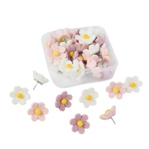 GIORGIONE 20/30/50Pcs Creative Six-Petal Flower Pushpins Photo Wall Decor DIY Board Push Pin Boxed Cute Thumb Tacks Corkboard