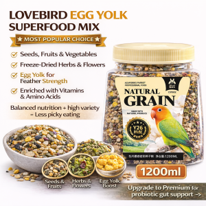23 Ingredient Premium Bird Food | Parrot Food Egg Yolk Nuts & Veggie Pellets | Small & Medium Birds (Lovebird Cockatiel Conure) | No Preservatives
