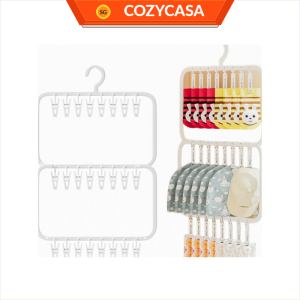 【COZYCASA】Double Layer 26 Clips Hanger Rack/Multifunctional Storage Drying Rack/Underwear Hanger Organizer