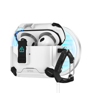 Tự động an toàn Công tắc khóa Tai nghe trường hợp đối với AirPods 4th / Pro 2nd / 3rd thế hệ đối với MagSafe với giá đỡ điện thoại cho AirPods Pro 3/2/1 chống sốc dùng trong quân sự bọc hoàn toàn với Keychain
