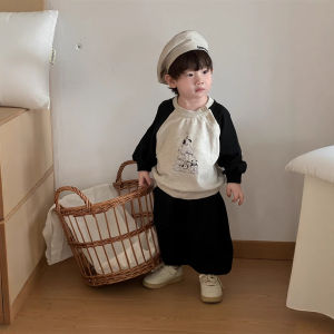 New autumn clothing for children baby clothes autumn two-piece set Korean-style childrens clothing boys printed raglan sleeve cartoon suit