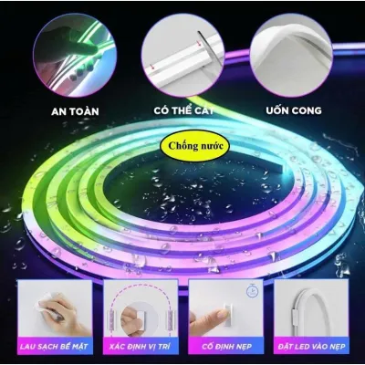 Dây đèn NEON FLEX ARGB chạy đuổi trang trí phòng ngủ decor phòng khách - Tặng kẹp dán tường