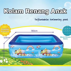 ☀️Garansi 2 tahun☀️Babycolor Kolam Renang Anak 3ring Kolam Mandi Bola Inflatable Swimming Pool Portable Kolamrenang Anak Besar Murah Jumbo PVC Kolam Renang for Kids 1.2M/1.5M /1.8M/2M/2.6M/3M(Free Pompa Set)