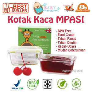 Kotak Kaca MPASI 150ml 2in1 HARGA GROSIR (isi 2buah) Kotak Makan Kaca Bayi Food Container MPASI CIKI Babymaniashop
